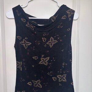 Vintage Y2K Christopher & banks Black Sleeveless cowl neck patterned top